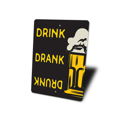 Plaque «Drink Drank Drunk Beer» en aluminium