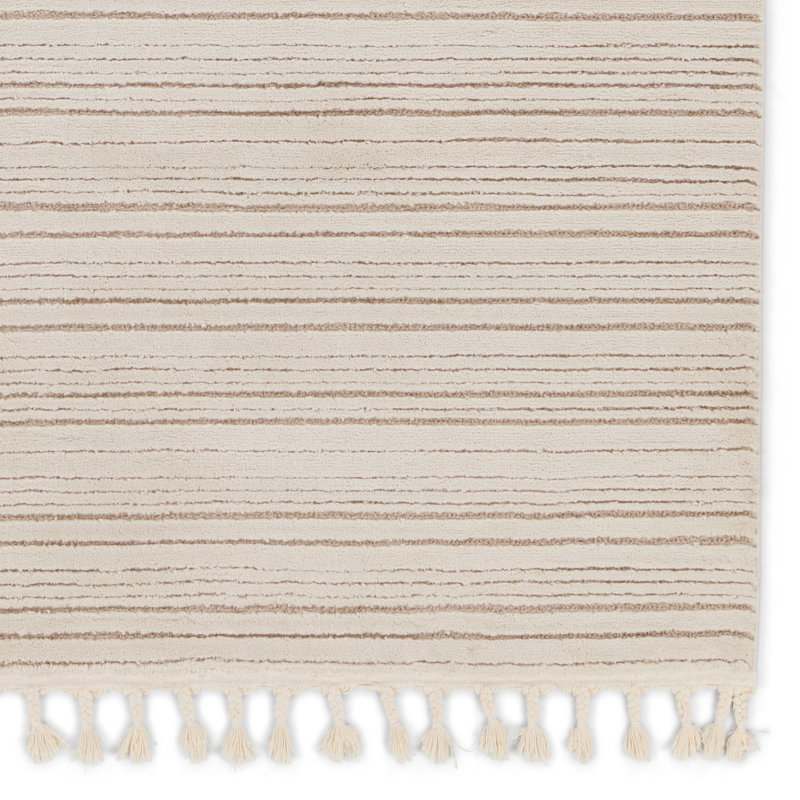 Tapis rayé ivoire / beige Jonie, Rectangle 8 pi 10 po x 12 pi