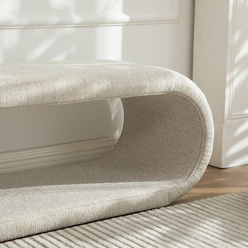 52.17" W Modern Chenille Bench, Entryway Ottoman Bench, Wheat