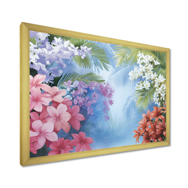 Décoration murale jardin tropical vue du ciel I - Botanicals abstraits, H 24 po x l 32 po, Picture Framed Print, Gold