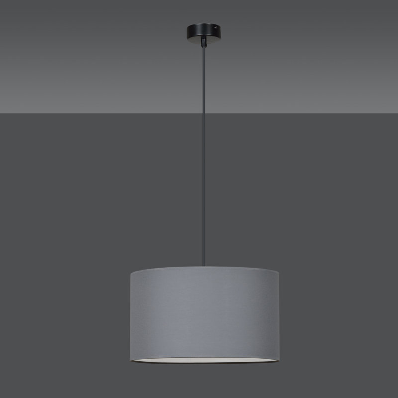 Pascua 1 - Light Black Drum Pendant, Gray