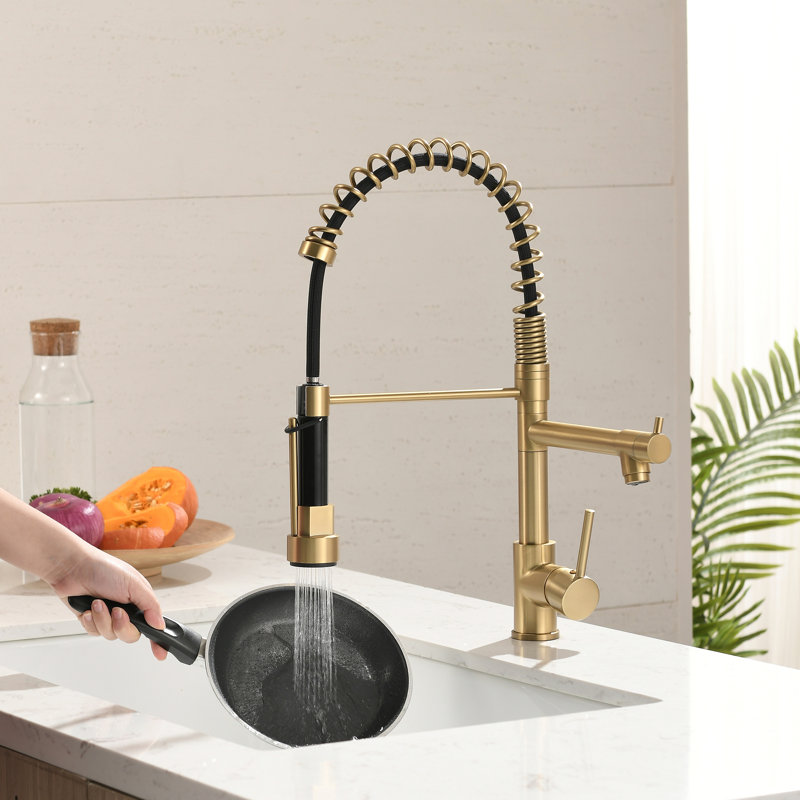 Pull Down Kitchen Faucet, Brushed Gold