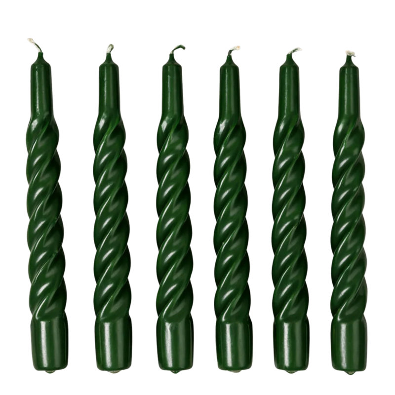 Lacquered Twisted Taper Candles, Spruce