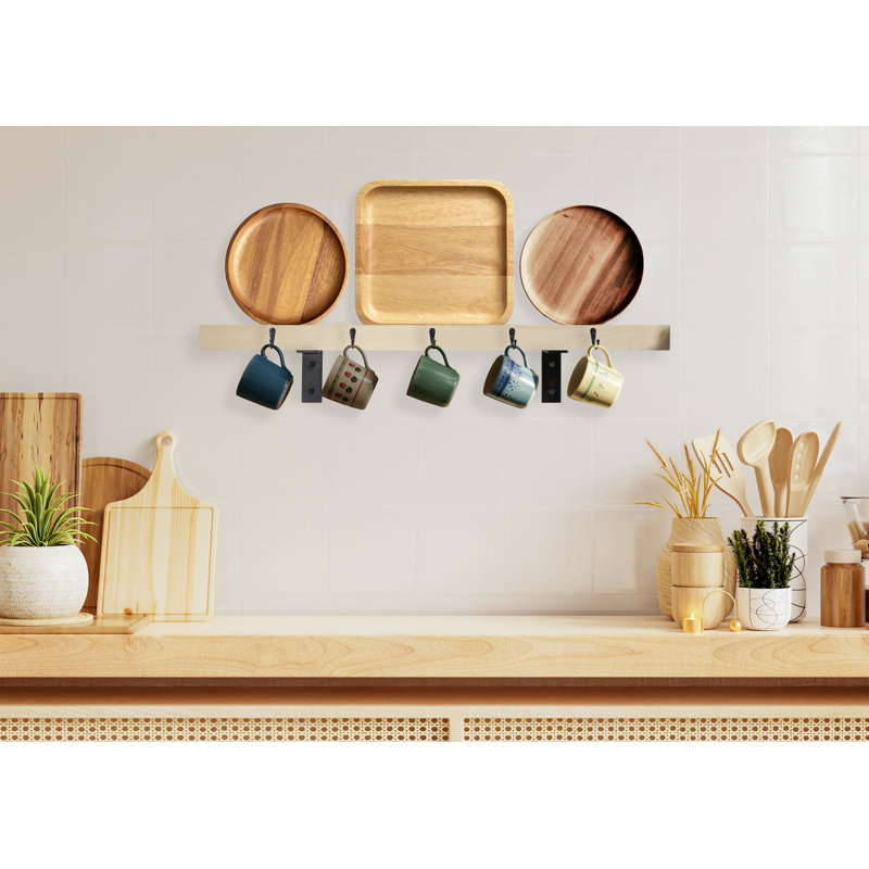 Rayne Plate Display Shelves With Hooks, Raw, 36/3/2