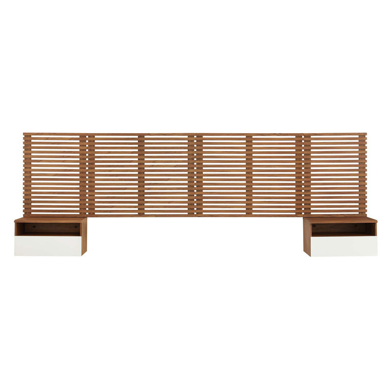 Tête de lit murale et tables de chevet modernes Modway Render, H 43,5 po x l 125,5 po x P 15 po