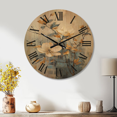 Extra Large Wildflower Wood Wall Clock – Flower Garden Delight