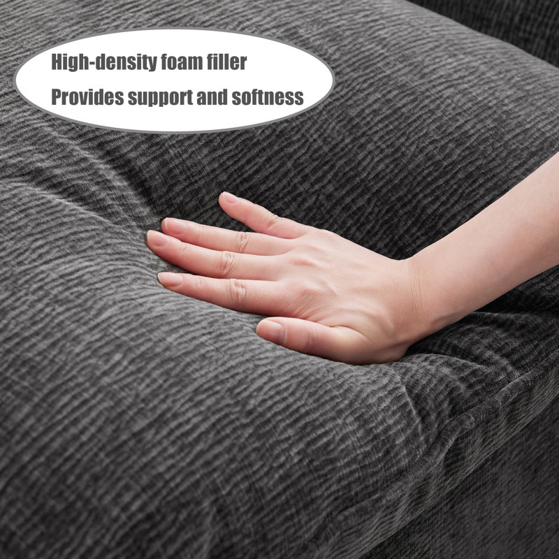 Aamori Upholstered Sectional, Black Chenille