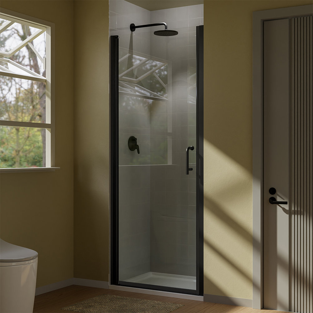 VTI 33.5'' - 35'' W x 72'' H Pivot Frameless Shower Door with