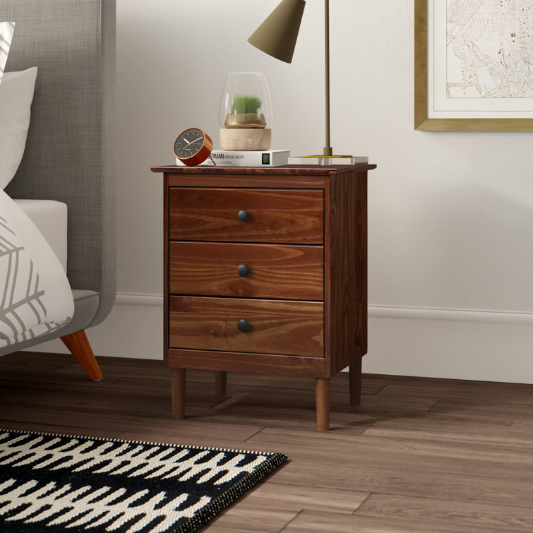 Bhuneshwar 3-Drawer Solid Wood Nightstand