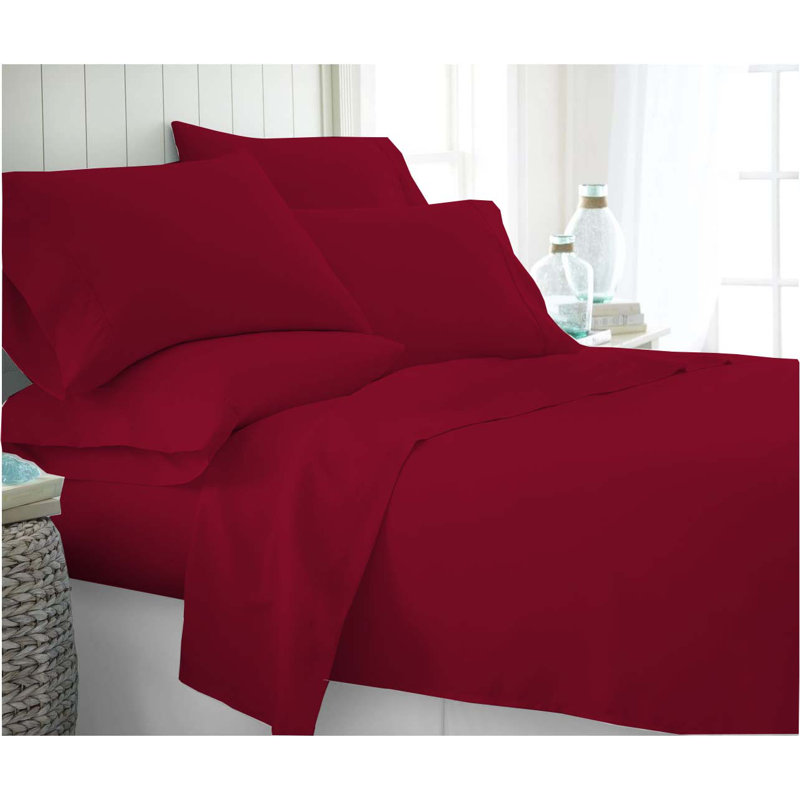  1600 Series 6-Piece Microfiber Double Brushed Cozy Bed Sheet Set, Full/Double, Red
