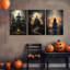 3pcs Halloween Canvas Wall Art Dark Academia Scary Witch Black Cat Castle Wall Decor Pictures 30x40cm