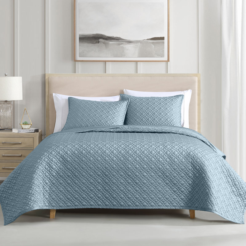 Ensemble d'édredon 3 pièces Noble Tence Tencel Lyocell, Édredon très grand + 2 taies décoratives très, Bleu