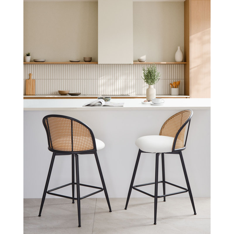 Set of 2 Bar Chairs NATHAN Swivel, White, 57"