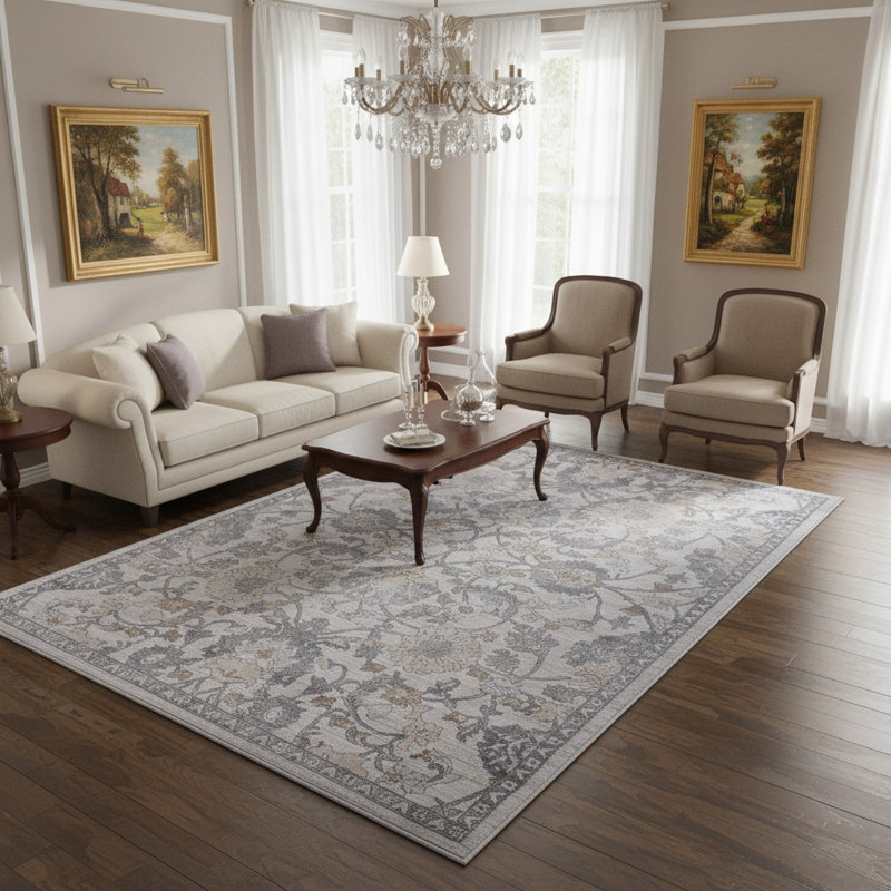 Tapis brun ivoire MARFI Collection, Rectangle 5 pi 3 po x 7 pi 6 po
