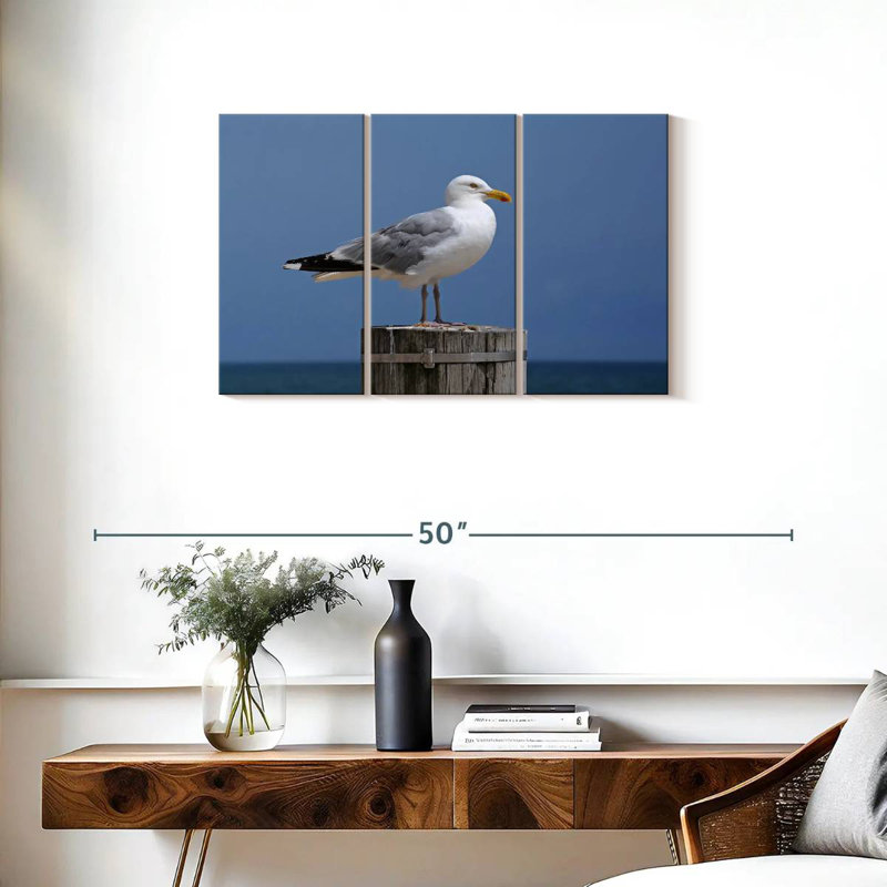 Brampt Seagull On Wood Post, 20" H x 33" W