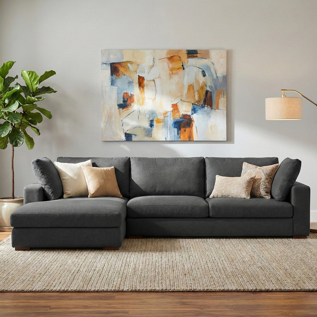 Charlie Large Deep Seater Left Sectional Sofa, L-Shaped Performance Fabric Sofa in Contemporary Style Simpli Home Upholstery 
