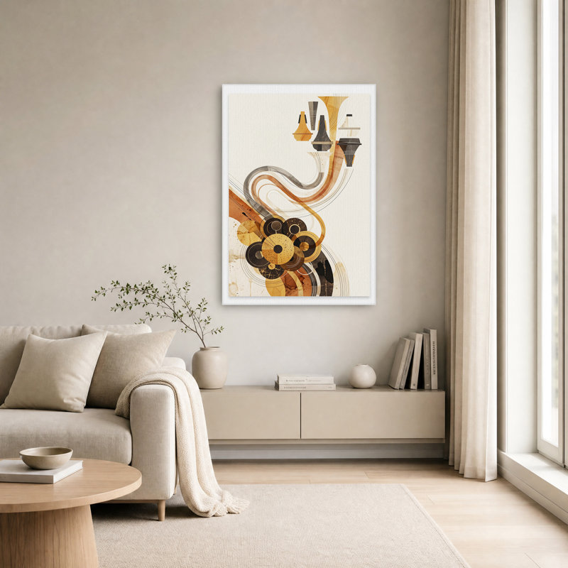 Toile abstraite beige et brune, H 36 po x l 24 po