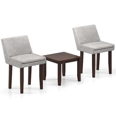 3 Pcs Accent Table & Chair Set Modern Upholstered Fabric Side Leisure Chair