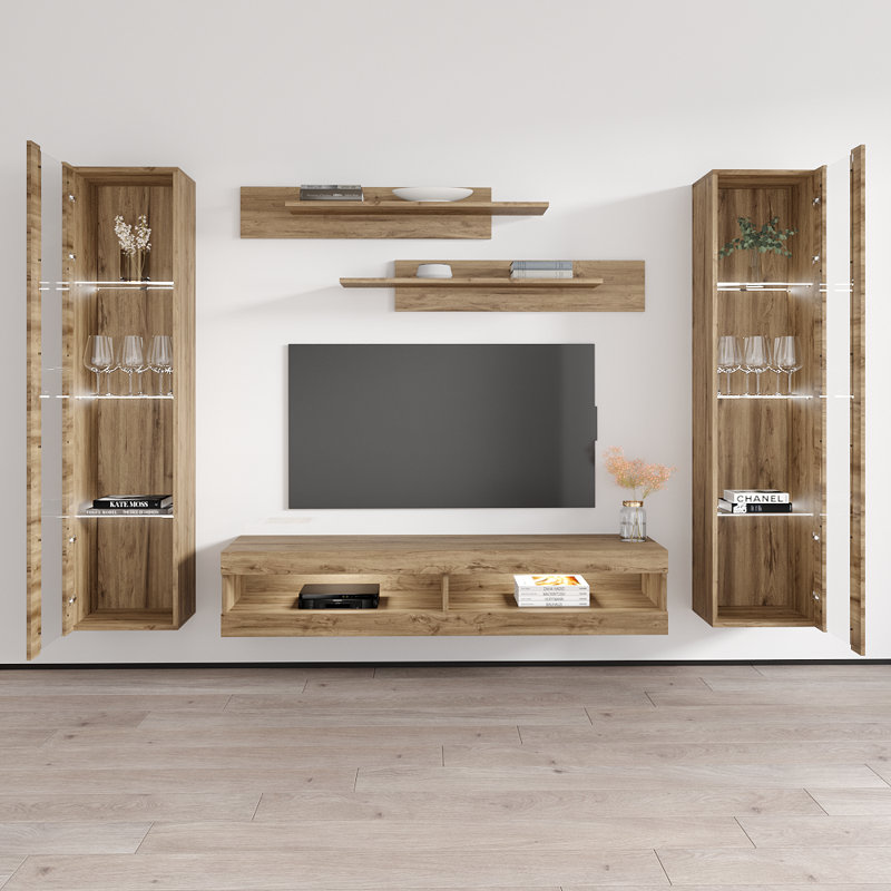 FLYAB2 Floating Entertainment Center for TVs up to 70", Oak