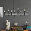 Lustre linéaire très grand 8 lumières noires avec accents en nickel brossé-213275702