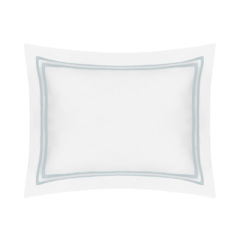 Ribbons 100% Cotton Sham, White/Sion Blue, Euro