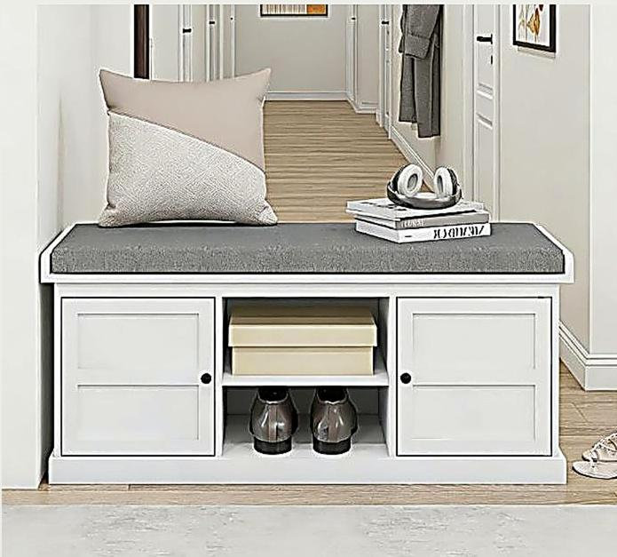 Banc d'entrée, banc de rangement pour chaussures avec siège rembourré