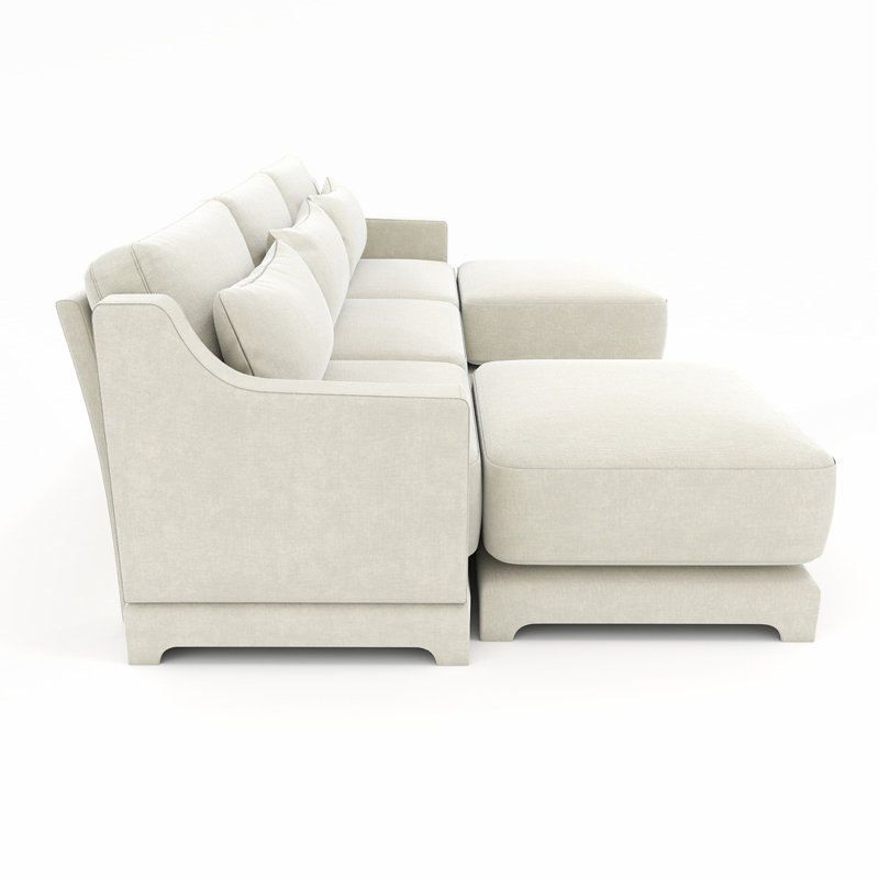 Élégant canapé rembourré en chenille avec capitonnage sur mesure et repose-pieds assorti pour un confort et un style polyvalents