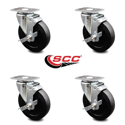 Rubber Swivel Top Plate Caster with Brake