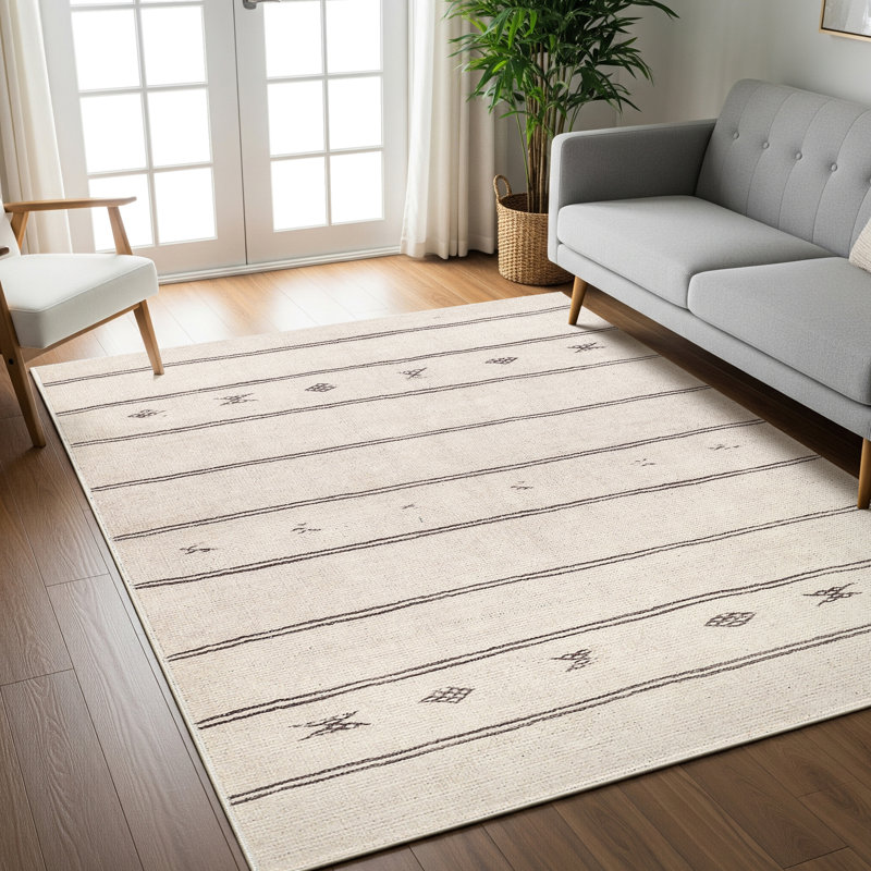 Boho Area Rug Ivory/Black_BORC2300, Rectangle 120 x 170cm