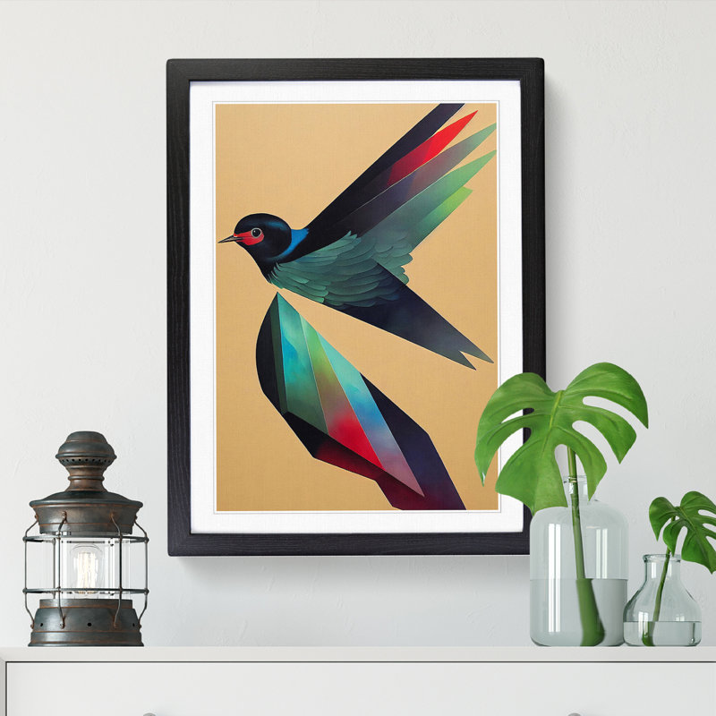 Swallow Hypreprism - Single Picture Frame Print, 64cm H x 46cm W x 2cm D, Walnut