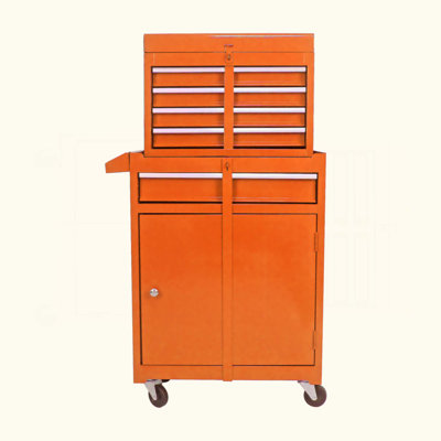 Rolling Tool Chest, 5-Drawer Tool Box Organizer W/Lockable Wheels & Sliding Drawers & Detachable Top & Adjustable Shelf, Tool Storage Cabinet For Garage Workshop