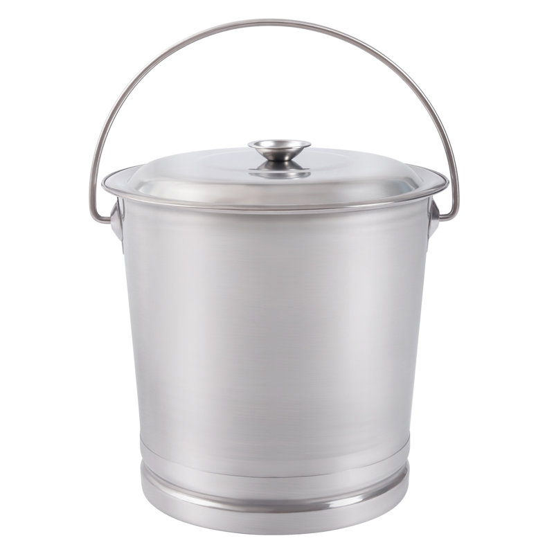 Seau en acier inoxydable avec couvercle Flosi 2 / 3,7 gallons, H 11,81 po x l 11,81 po x P 11,81 po