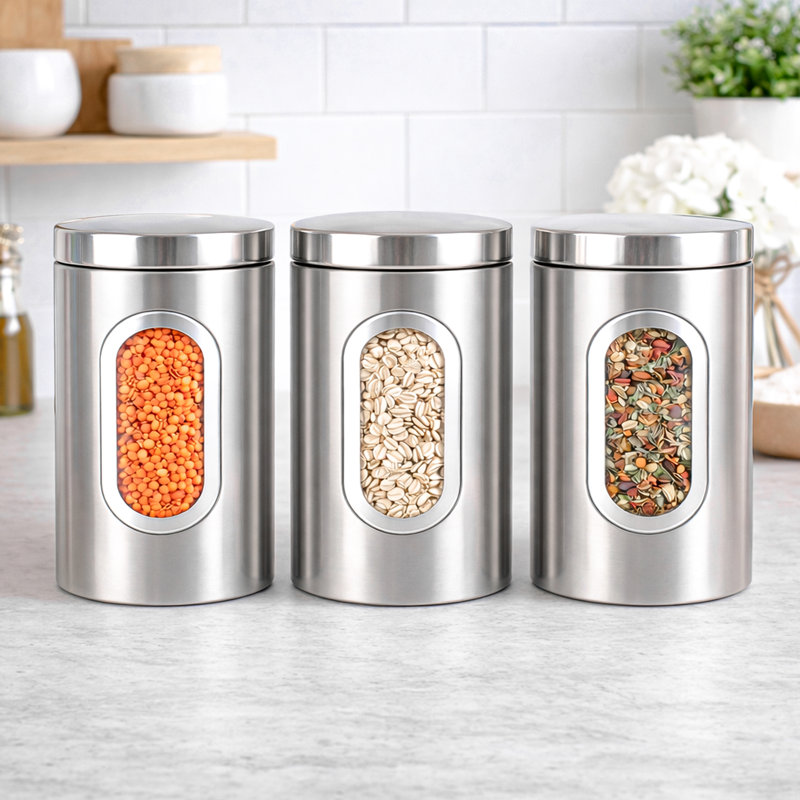 Metal Jar - Set of 3, Silver