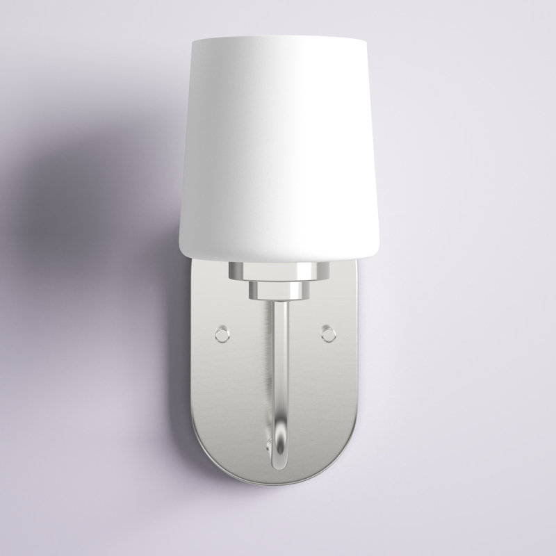 Brushed Nickel Outdoor Dimmable Wall Sconce with Etched Glass