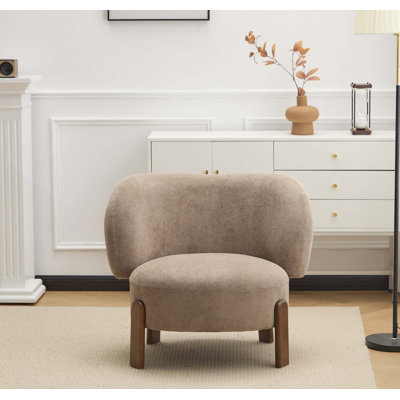 Fauteuil d'appoint confortable à oreilles avec pieds en bois massif