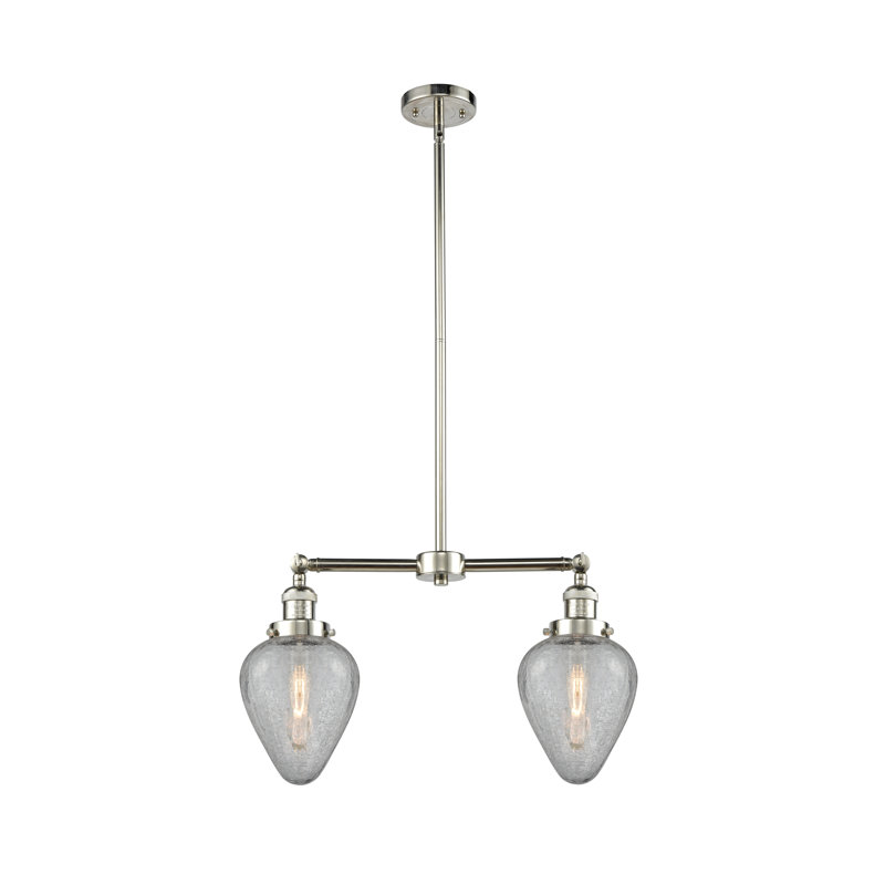 Luminaire suspendu linéaire à 2 lumières pour îlot de cuisine Shauna, Nickel poli, Ampoule DEL 6 watts Vinage