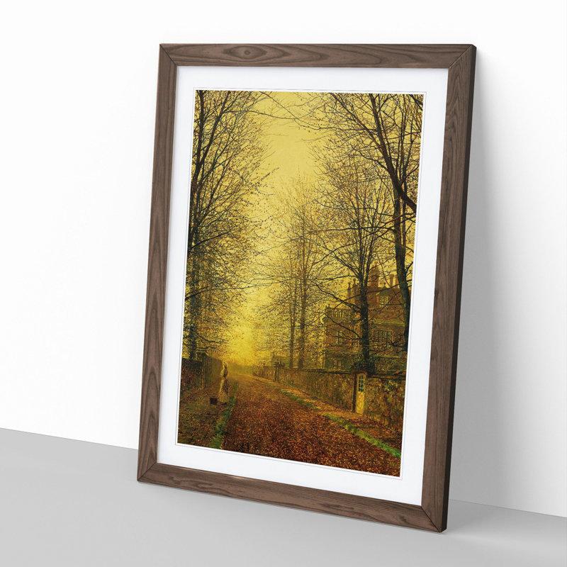 Autumns Golden Glow by John Atkinson Grimshaw - Picture Frame Graphic Art, 48cm H x 36cm W x 2cm D, Walnut Framed