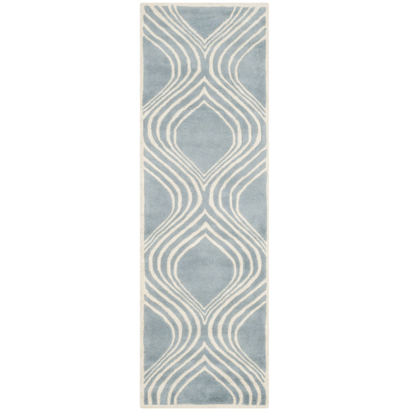Deedie Hand Tufted Wool Geometric Rug, Runner 2'3" x 7'