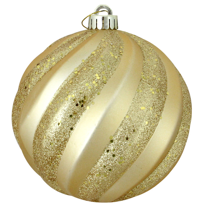 Ornement boule de Noël tourbillon scintillante incassable, Or