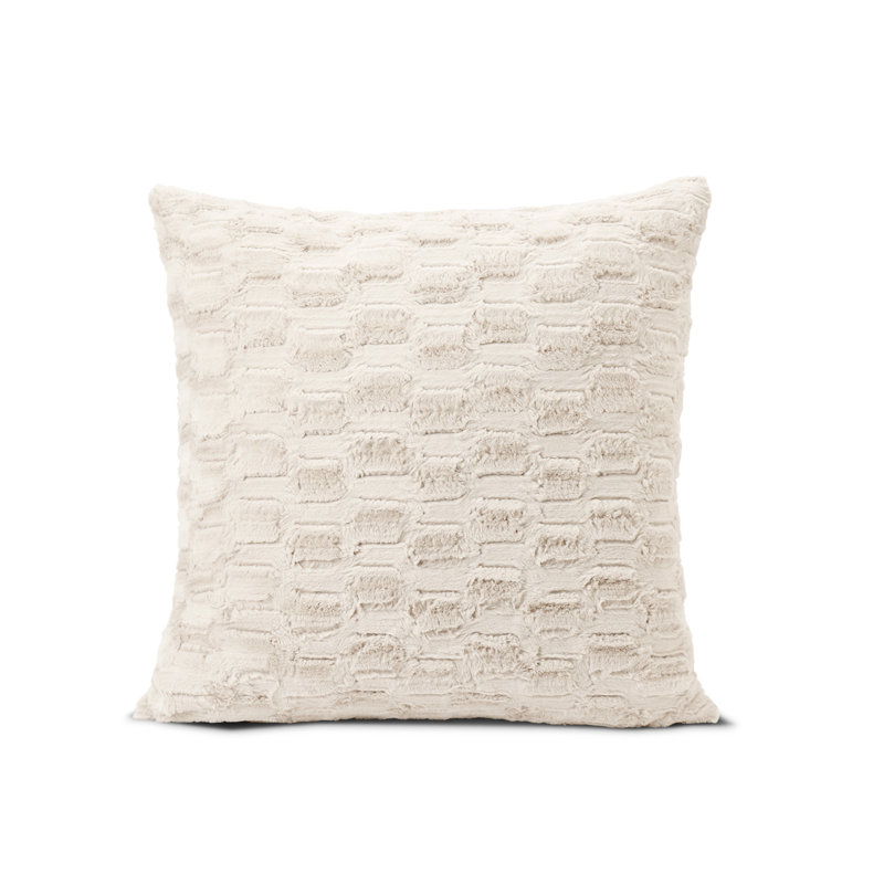 Coussin en fausse fourrure HGTV Art Deco, Enneigé, 26 x 26 pouces