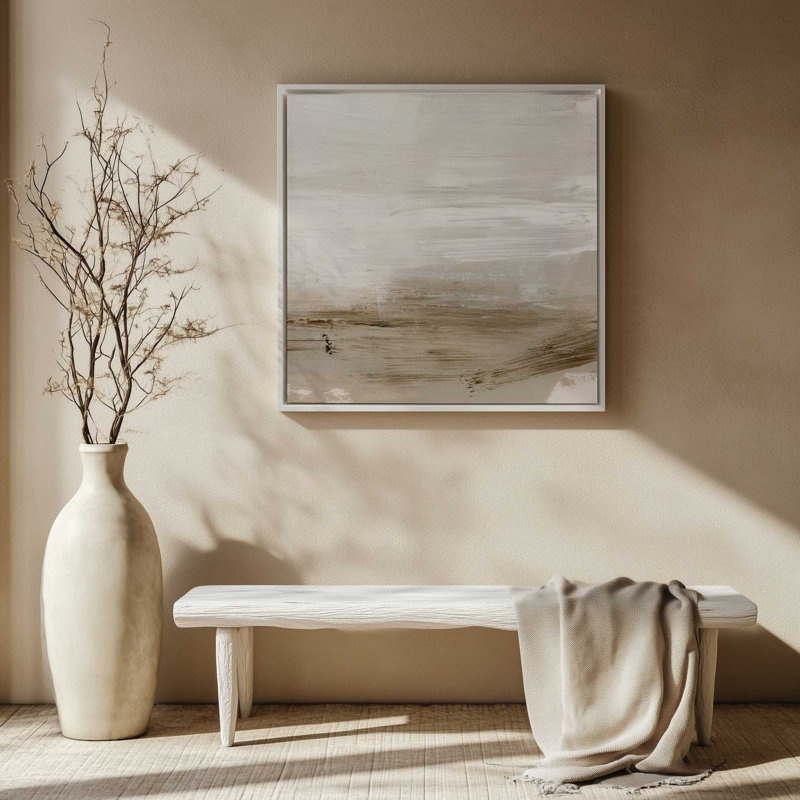 Subtle Earthline I, reproduction sur toile dans un cadre, H 24,75 po x l 24,75 po, Blanc opaque