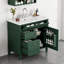 Meuble-lavabo moderne 36 po avec lavabo en céramique, tiroir coulissant et porte d'armoire, pieds romains, 2 tiroirs, capacité de 300 lb, robinet central de 4 po-775940103