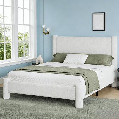 Platform Bed Frame With Upholstered Headboard