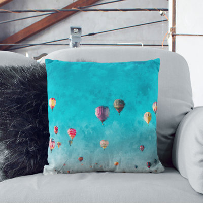 Going up in a Hot Air Balloon Painting Cushion with Filling