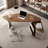 Brown+White Free Form Manufactured Wood+Barenia with 2 drawers desk-300807762