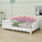 Extending Daybed With LED Lights, Modern Upholstered Princess Daybed With Crown Headboard-849362123