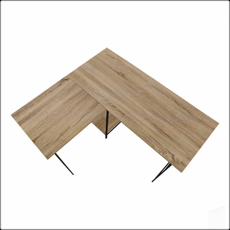 Bureau d'ordinateur d'angle en L avec tablettes de rangement, parfait pour le bureau à domicile et l'efficacité de l'espace