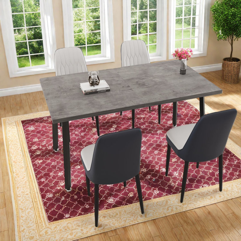 Ensembles de table de salle à manger extensible avec chaises, MDF et PU, industriel moderne pour la cuisine
