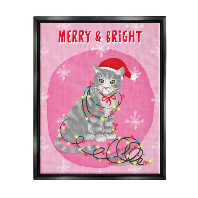 «Merry and Bright Christmas Cat» par Be Ni La - Impression sur bois, H 31 po x l 25 po x P 1,7 po