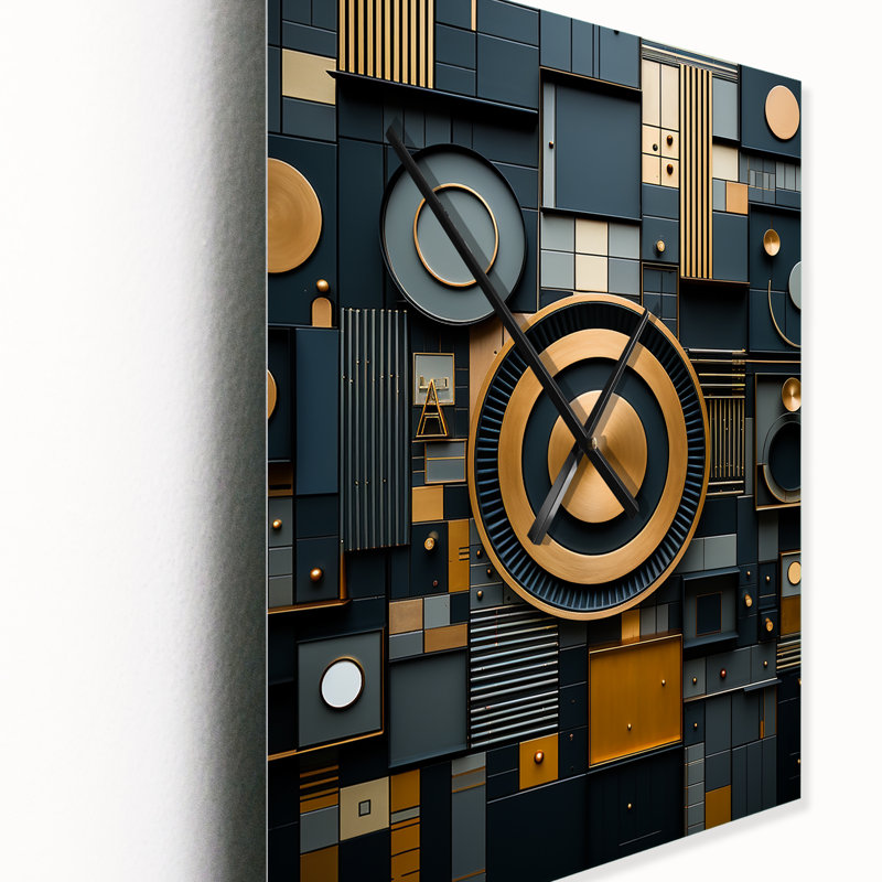 Horloge murale moderne «Esoteric Knowing In Teal and Gold II», H 32 po x l 16 po x P 1 po